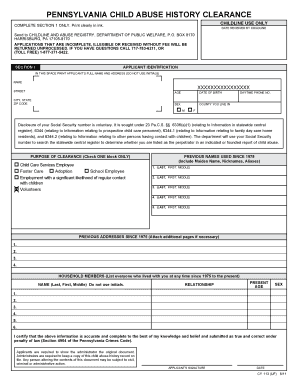 Pennsylvania Child Abuse History Clearance