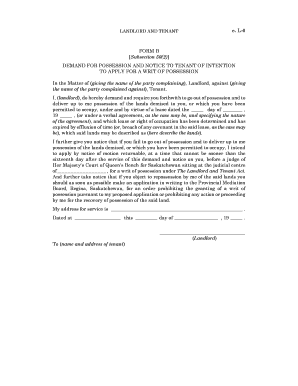 Landlord Demand for Possession Form