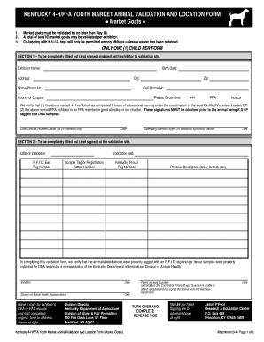 Kentucky 4-H/FFA Youth Market Goat Validation Form
