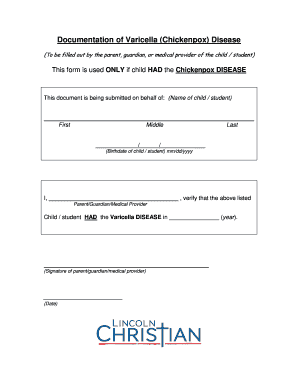 Varicella Disease Documentation Form