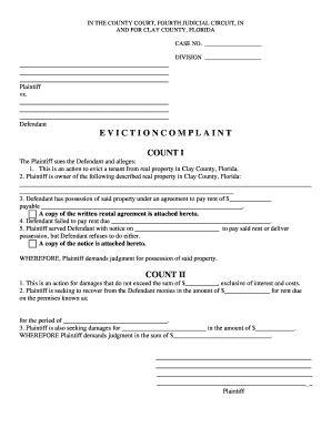 Florida Eviction Complaint Form