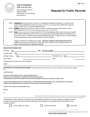 California Public Records Request Form