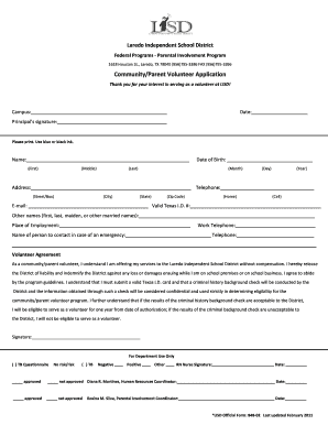 Laredo ISD Community Parent Volunteer Application