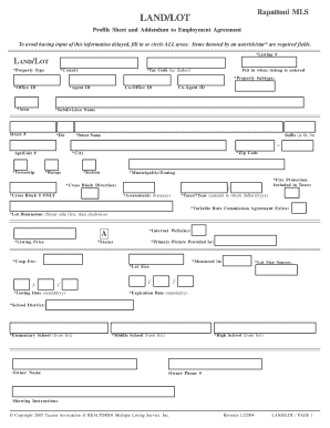 Rapattoni MLS Land/Lot Profile Sheet