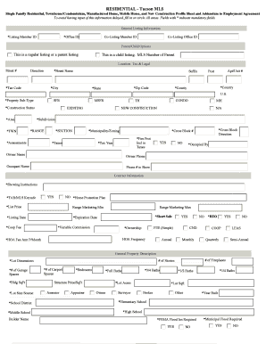 Tucson MLS Residential Property Profile Sheet