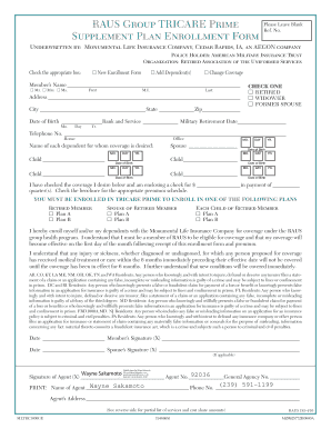 TRICARE Prime Supplement Plan Enrollment Form