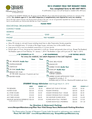 Student Field Trip Request Form