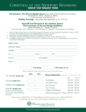 Newport Mansions Group Visit Request Form