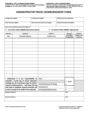 Administrator Travel Reimbursement Form