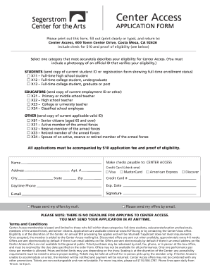 Center Access Application Form