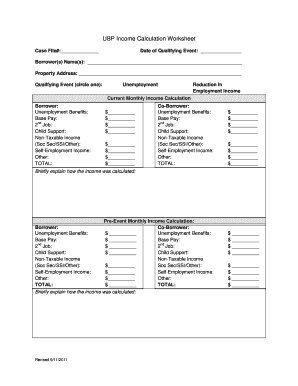 UBP Income Calculation Worksheet