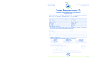 Pediatric Dental New Patient Questionnaire