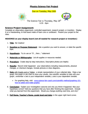 fillable online myelement due on tuesday may 26th the science fair science fair headings