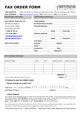 Fax Order Form