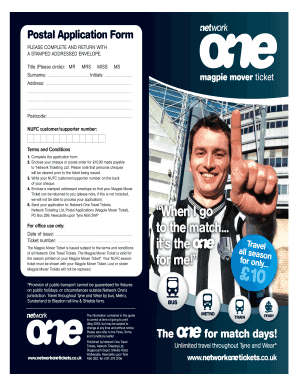 Network One Magpie Mover Ticket Application Form