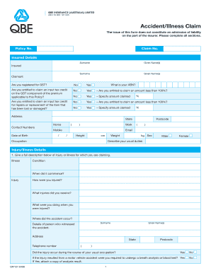 QBE Accident Illness Claim Form