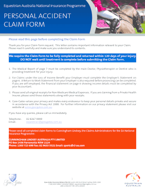 Equestrian Australia Personal Accident Claim Form