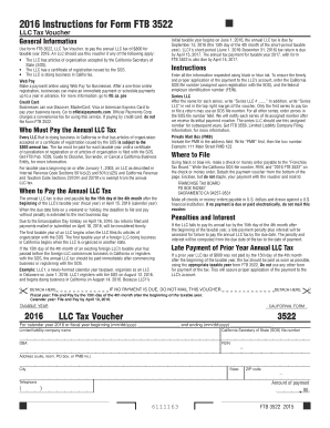 California Form FTB 3522 LLC Tax Voucher