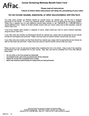 Cancer Screening Wellness Benefit Claim Form