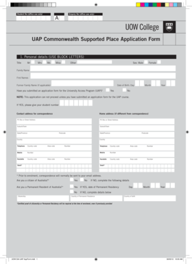 UAP Commonwealth Supported Place Application Form