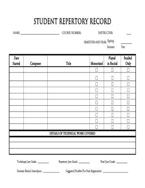 Student Repertory Record