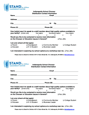Indianapolis School Chooser Form