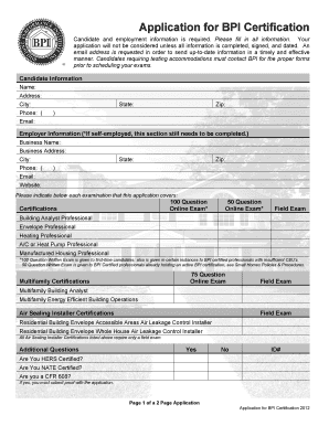 Application for BPI Certification