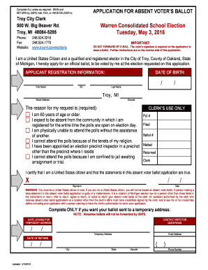 Michigan Absent Voter Ballot Application