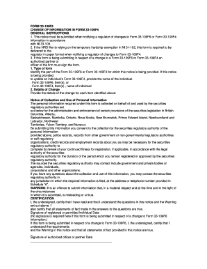 Form 33-109F5 Change of Information