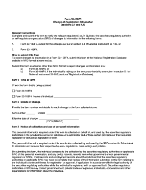 Form 33-109F5 Change of Registration Information