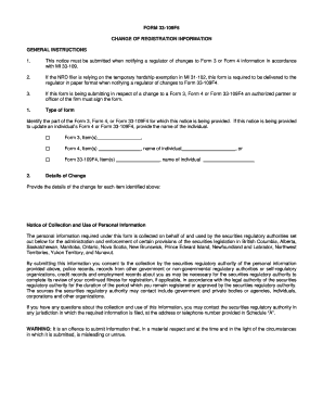 Change of Registration Information Form 33-109F5