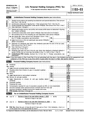 US Personal Holding Company Tax Form 1120