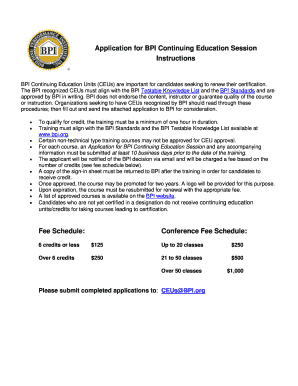 BPI Continuing Education Session Application