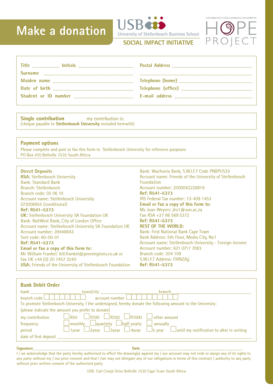 Stellenbosch University Donation Form