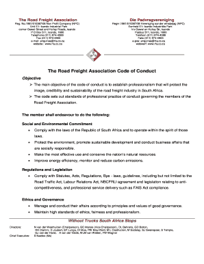 Road Freight Association Code of Conduct