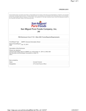 Philippines SEC General Information Sheet