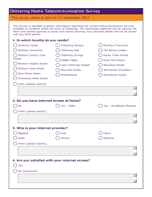 Chittering Home Telecommunication Survey