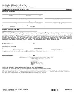 Certification of Disability - 401(a) Plan