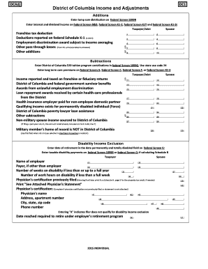 District of Columbia Income and Adjustments Form