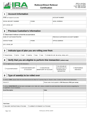 IRA Rollover Form