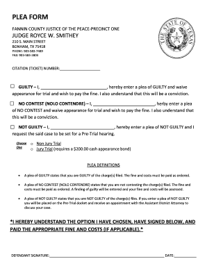 Texas Plea Form