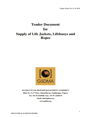 Tender Document for Supply of Life Jackets Lifebuoys and Ropes - gsdma