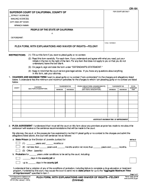 California Felony Plea Form CR-101