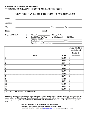 Sermon Sharing Service Mail-Order Form