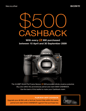Sony Alpha Cashback Promotion Form