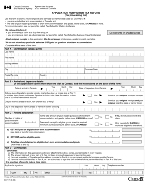 Canada Visitor Tax Refund Application
