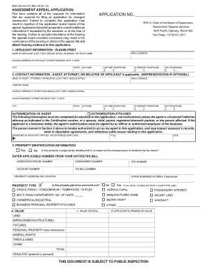 California Assessment Appeal Application