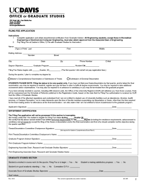 Filing Fee Application for Graduate Students