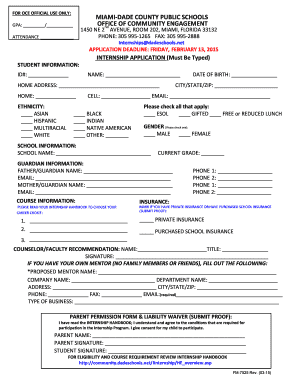 Miami-Dade County Public Schools Internship Application