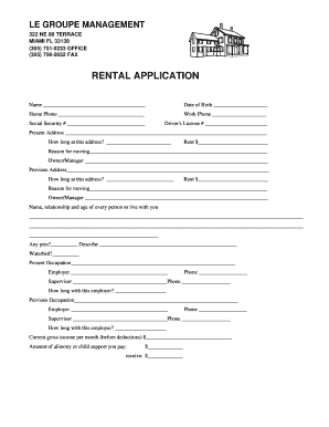 Rental Application Form